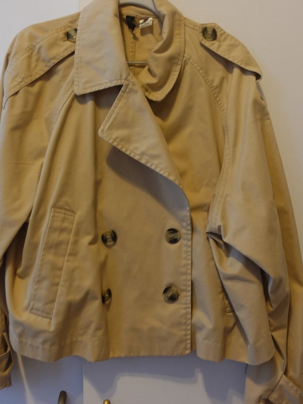 H&M Divided khaki double breasted short jacket, size M